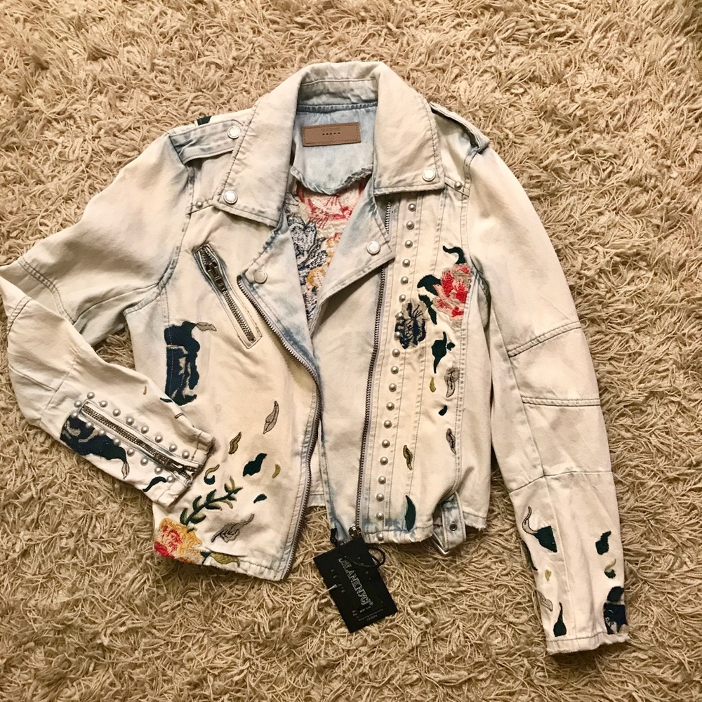 NWT Blank NYC Embroidered & studded jean jacket - Picture 2 of 8
